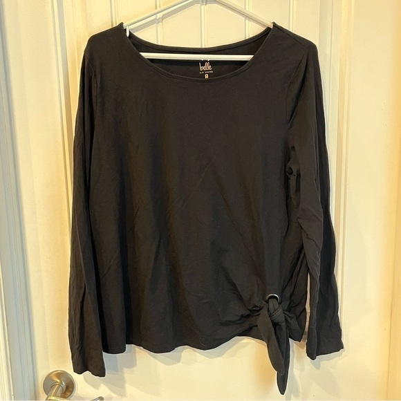 Nwot TripleLuxe Knit Grommet Side Tie Top Black Belle by Kim Gravel Medium M - Picture 8 of 8